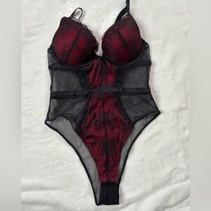 La Senza lingerie black and red lace body suit